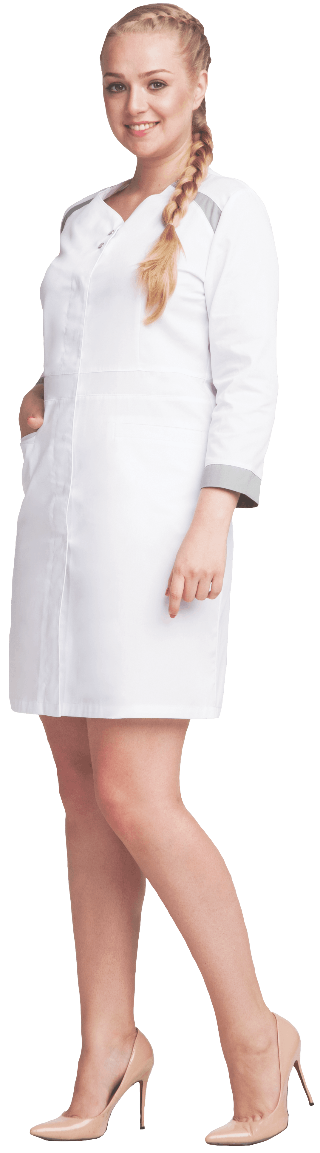 Халат МИРАЖ, белый-серый